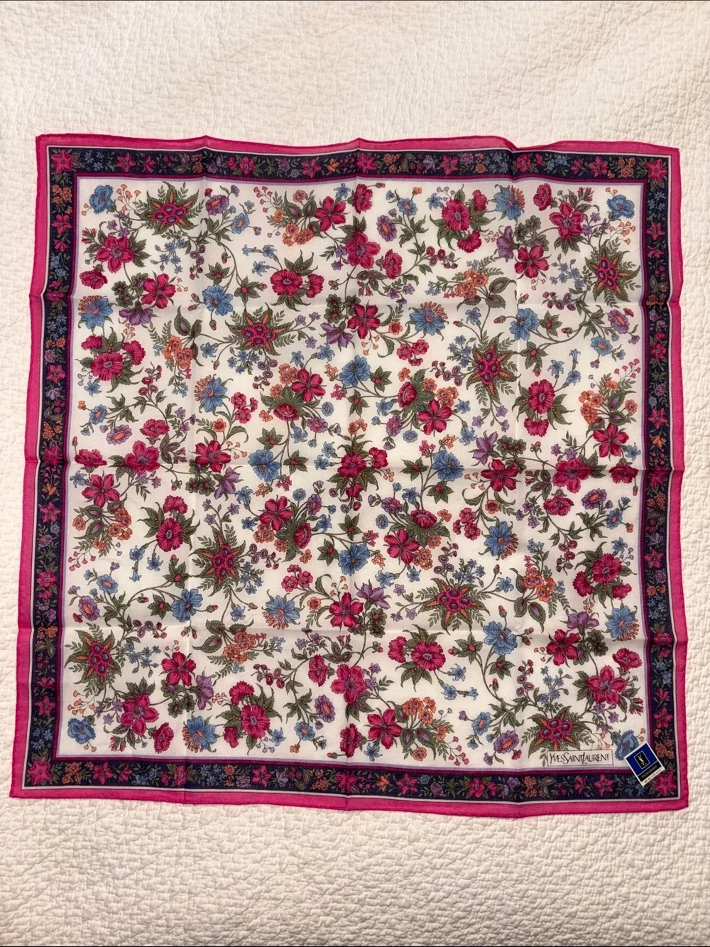 YSL Yves Saint Laurent Floral Handkerchief Scarf NWT